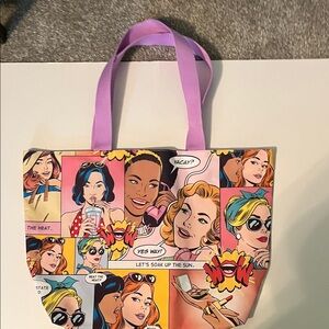 Estee Lauder Pop Art Tote Bag - Multicolor with Purple Handles